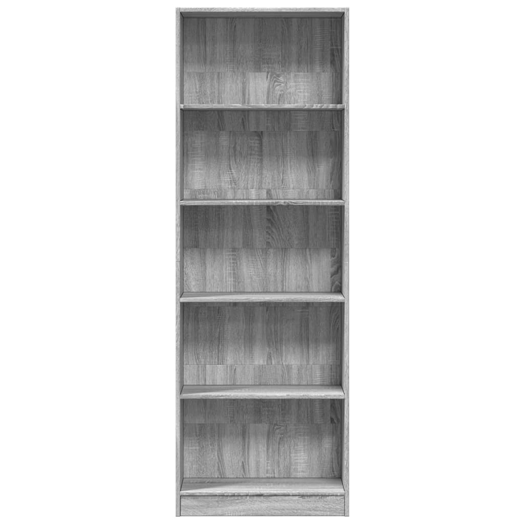 Boekenkast 60x24x176 cm bewerkt hout grijs sonoma eikenkleurig is nu te koop bij PeponiXL, paradijselijk wonen!