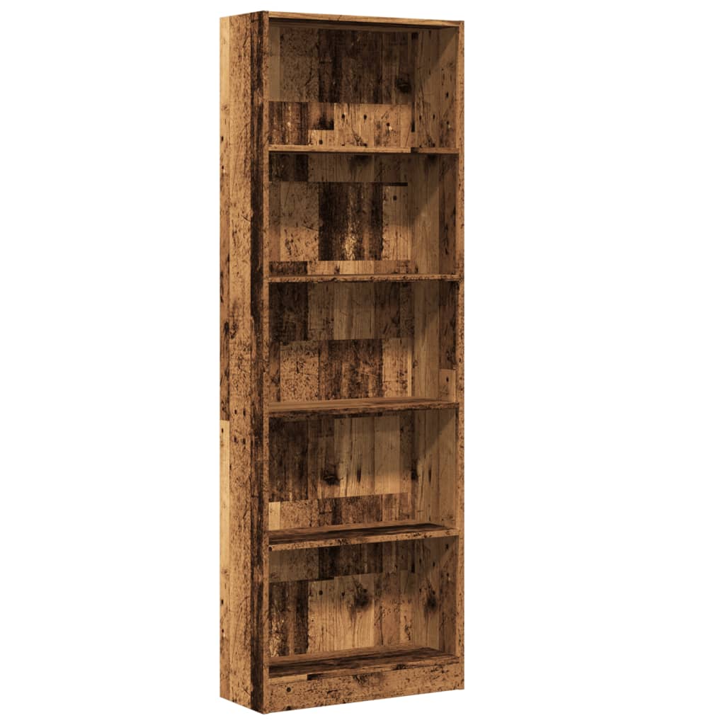 Boekenkast 60x24x176 cm bewerkt hout oud houtkleurig is nu te koop bij PeponiXL, paradijselijk wonen!