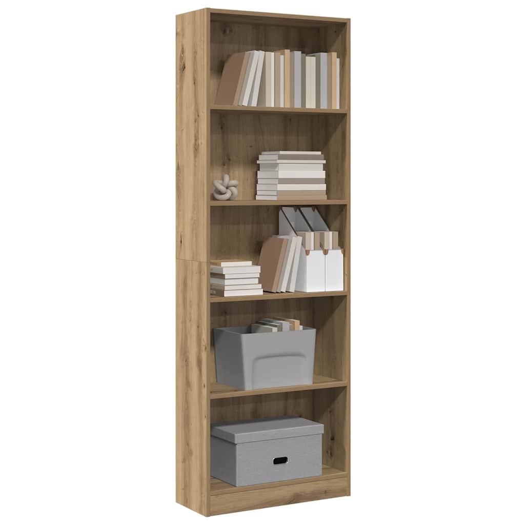 Boekenkast Artisian Oak 60x24x176 cm bewerkt hout is nu te koop bij PeponiXL, paradijselijk wonen!