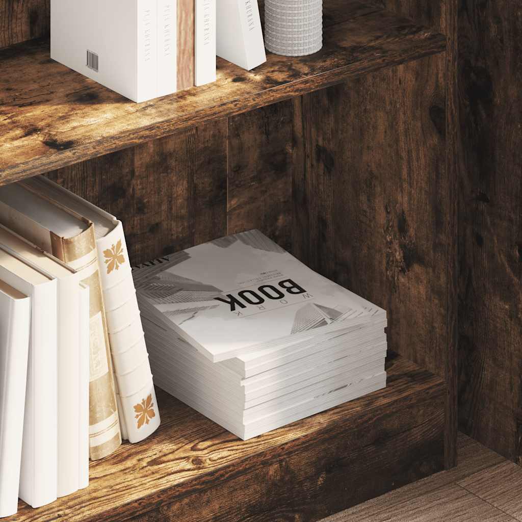 Boekenkast 80x24x76 cm bewerkt hout gerookt eikenkleurig is nu te koop bij PeponiXL, paradijselijk wonen!