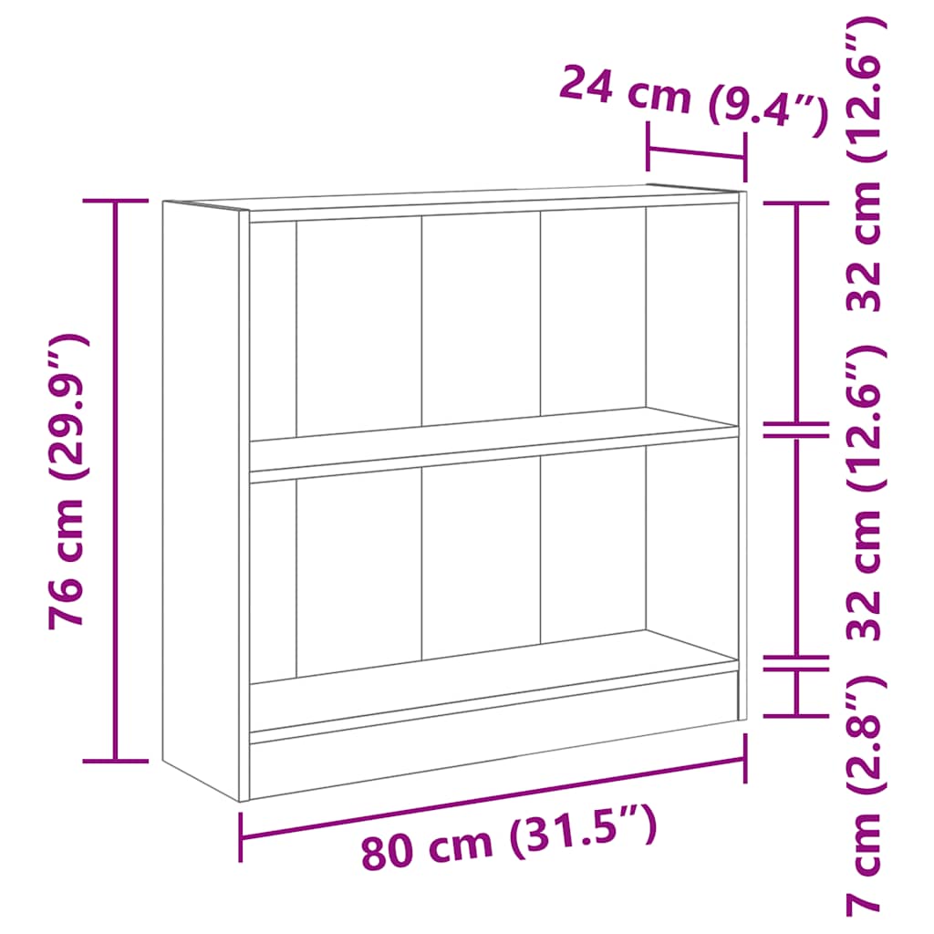 Boekenkast 80x24x76 cm bewerkt hout gerookt eikenkleurig is nu te koop bij PeponiXL, paradijselijk wonen!