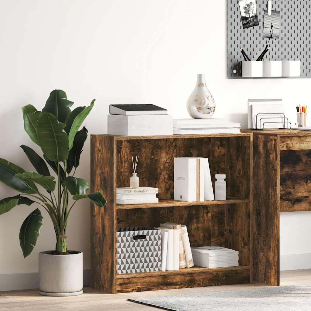 Boekenkast 80x24x76 cm bewerkt hout gerookt eikenkleurig is nu te koop bij PeponiXL, paradijselijk wonen!