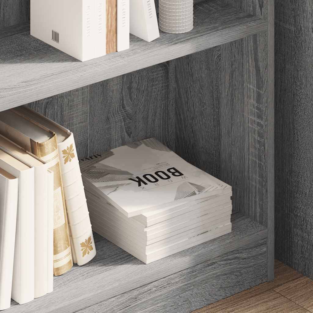 Boekenkast 80x24x76 cm bewerkt hout grijs sonoma eikenkleurig is nu te koop bij PeponiXL, paradijselijk wonen!
