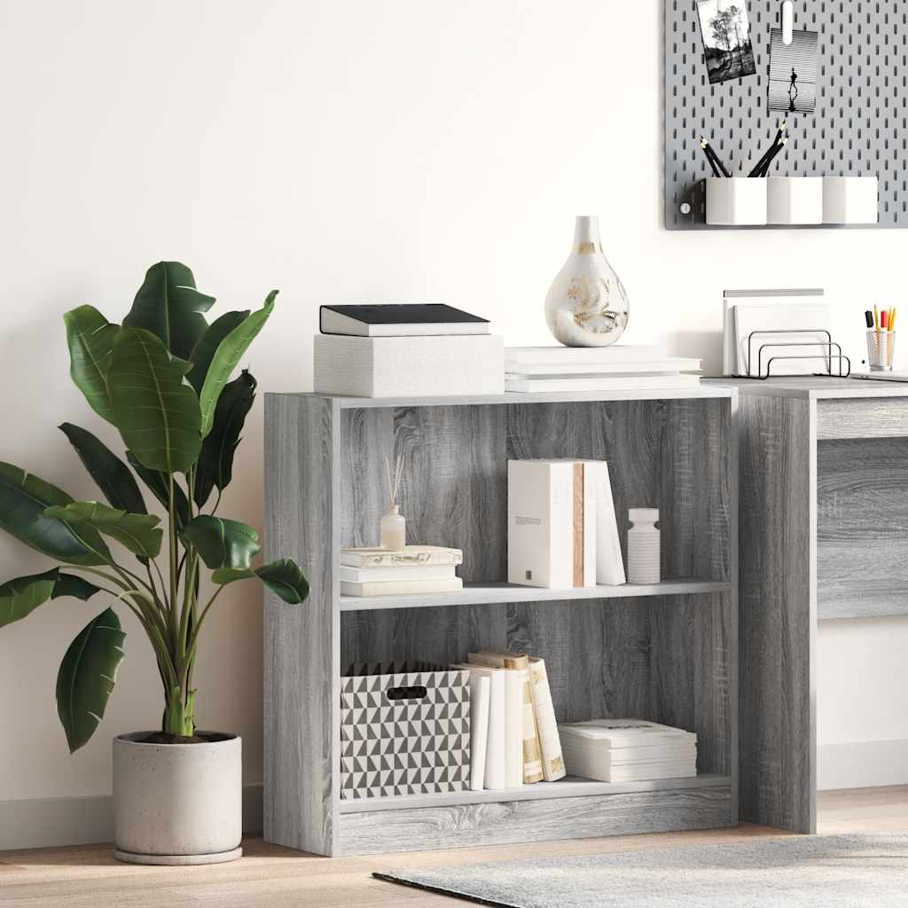 Boekenkast 80x24x76 cm bewerkt hout grijs sonoma eikenkleurig is nu te koop bij PeponiXL, paradijselijk wonen!