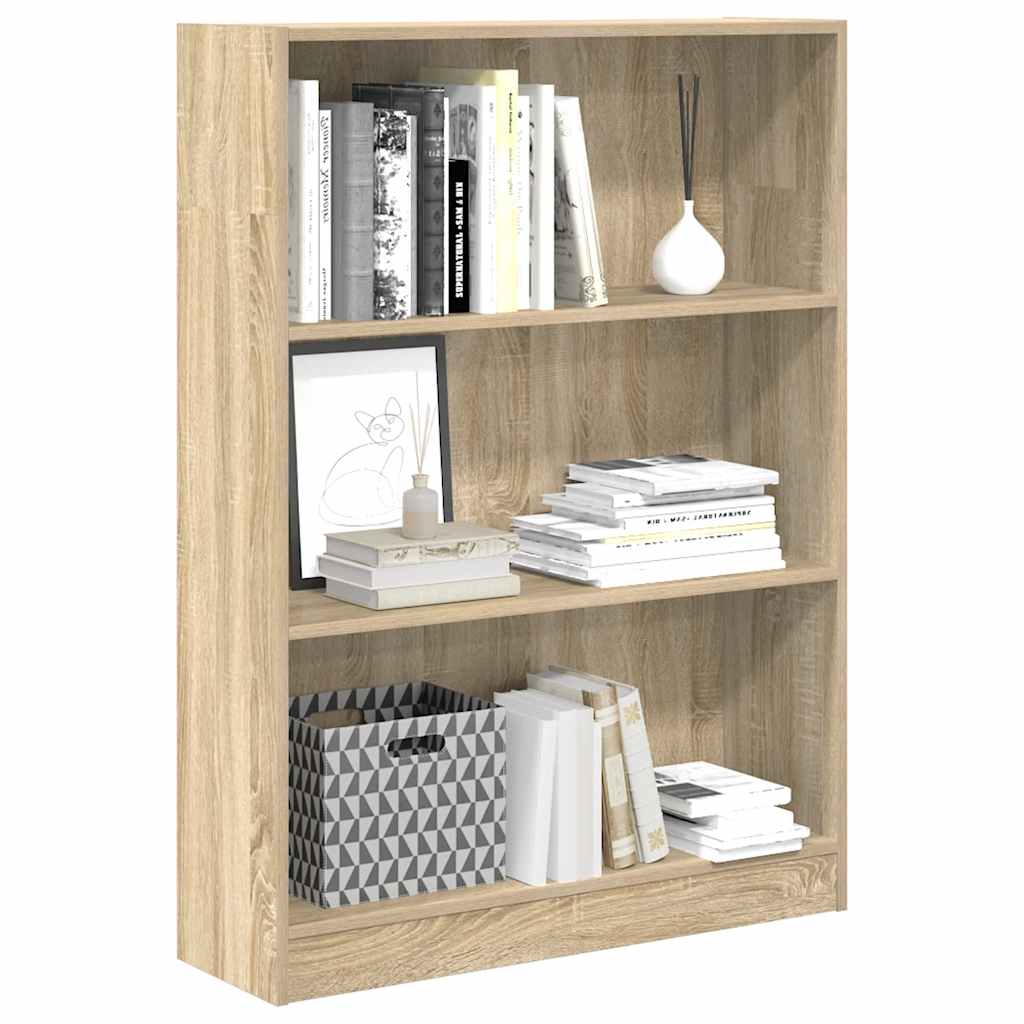 Boekenkast 80x24x109 cm bewerkt hout sonoma eikenkleurig is nu te koop bij PeponiXL, paradijselijk wonen!