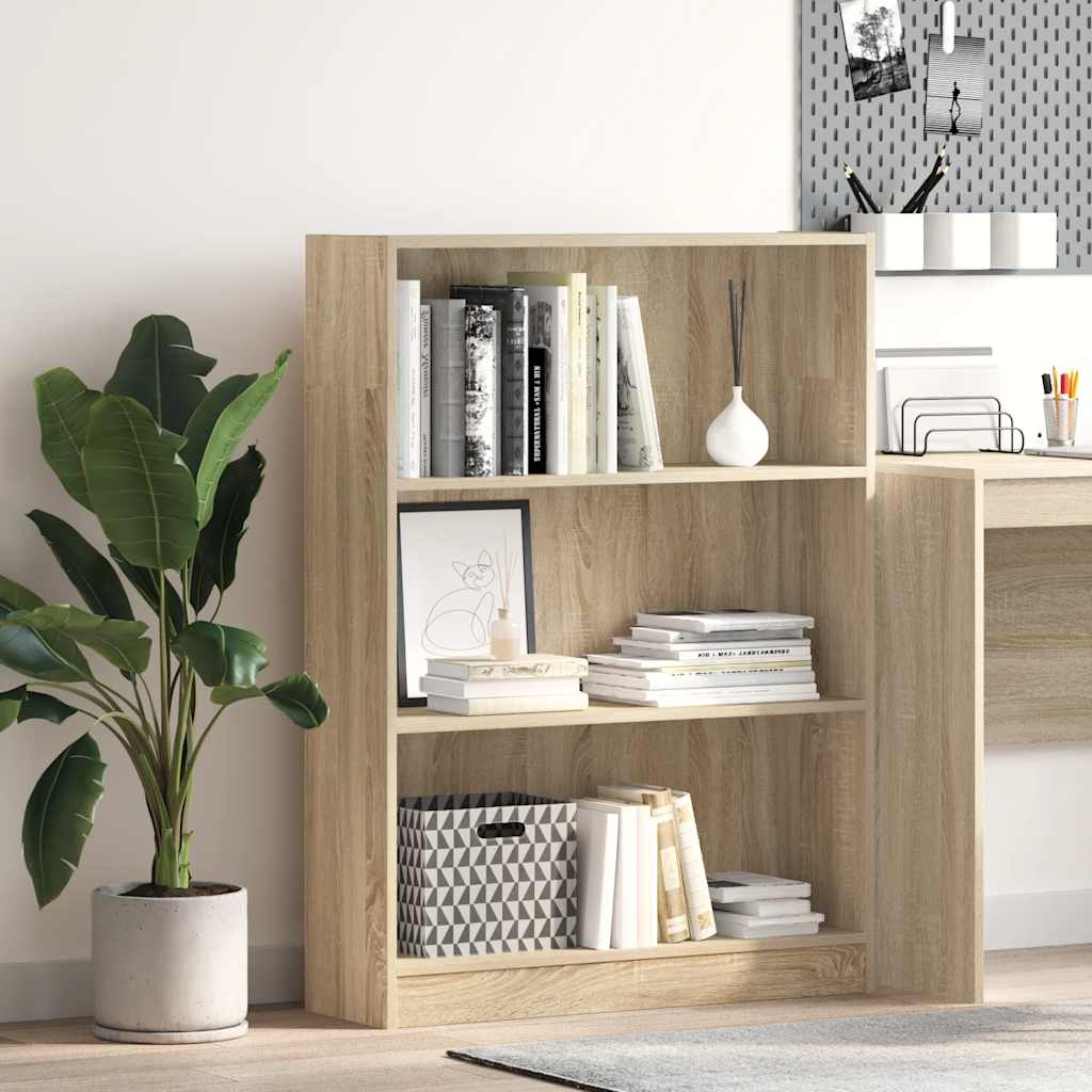 Boekenkast 80x24x109 cm bewerkt hout sonoma eikenkleurig is nu te koop bij PeponiXL, paradijselijk wonen!