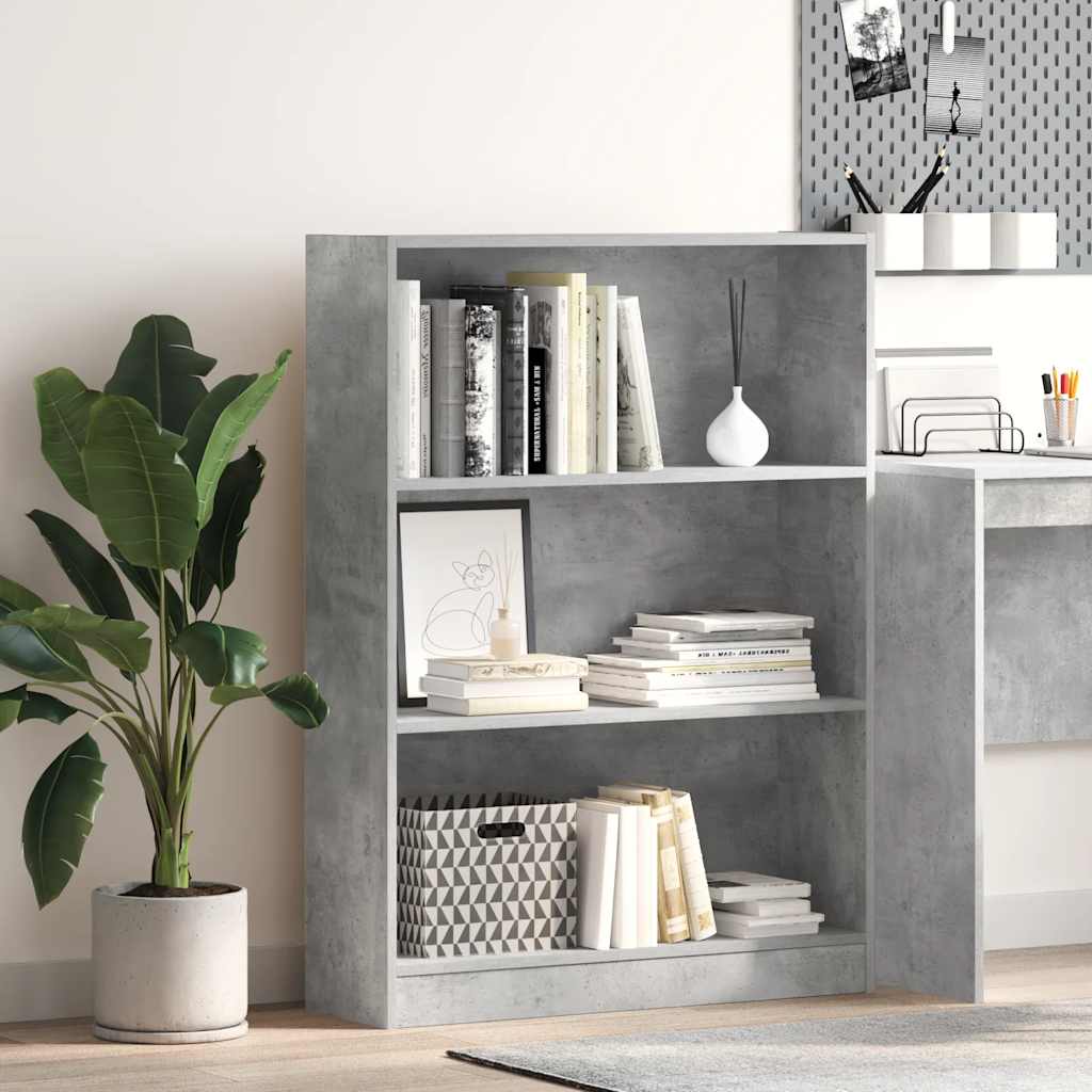 Boekenkast 80x24x109 cm bewerkt hout betongrijs is nu te koop bij PeponiXL, paradijselijk wonen!