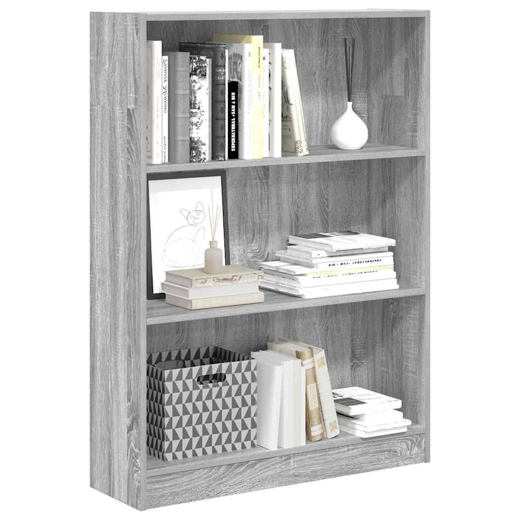 Boekenkast 80x24x109 cm bewerkt hout grijs sonoma eikenkleurig is nu te koop bij PeponiXL, paradijselijk wonen!