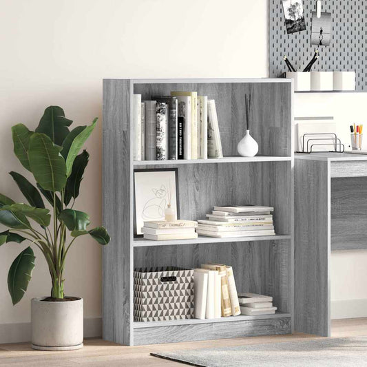 Boekenkast 80x24x109 cm bewerkt hout grijs sonoma eikenkleurig is nu te koop bij PeponiXL, paradijselijk wonen!