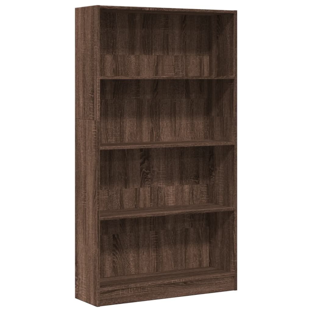 Boekenkast 80x24x143 cm bewerkt hout bruin eikenkleurig is nu te koop bij PeponiXL, paradijselijk wonen!