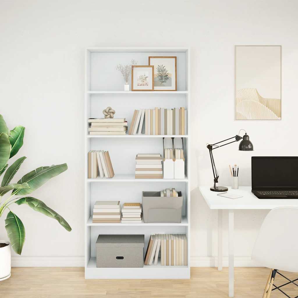 Boekenkast 80x24x176 cm bewerkt hout wit is nu te koop bij PeponiXL, paradijselijk wonen!