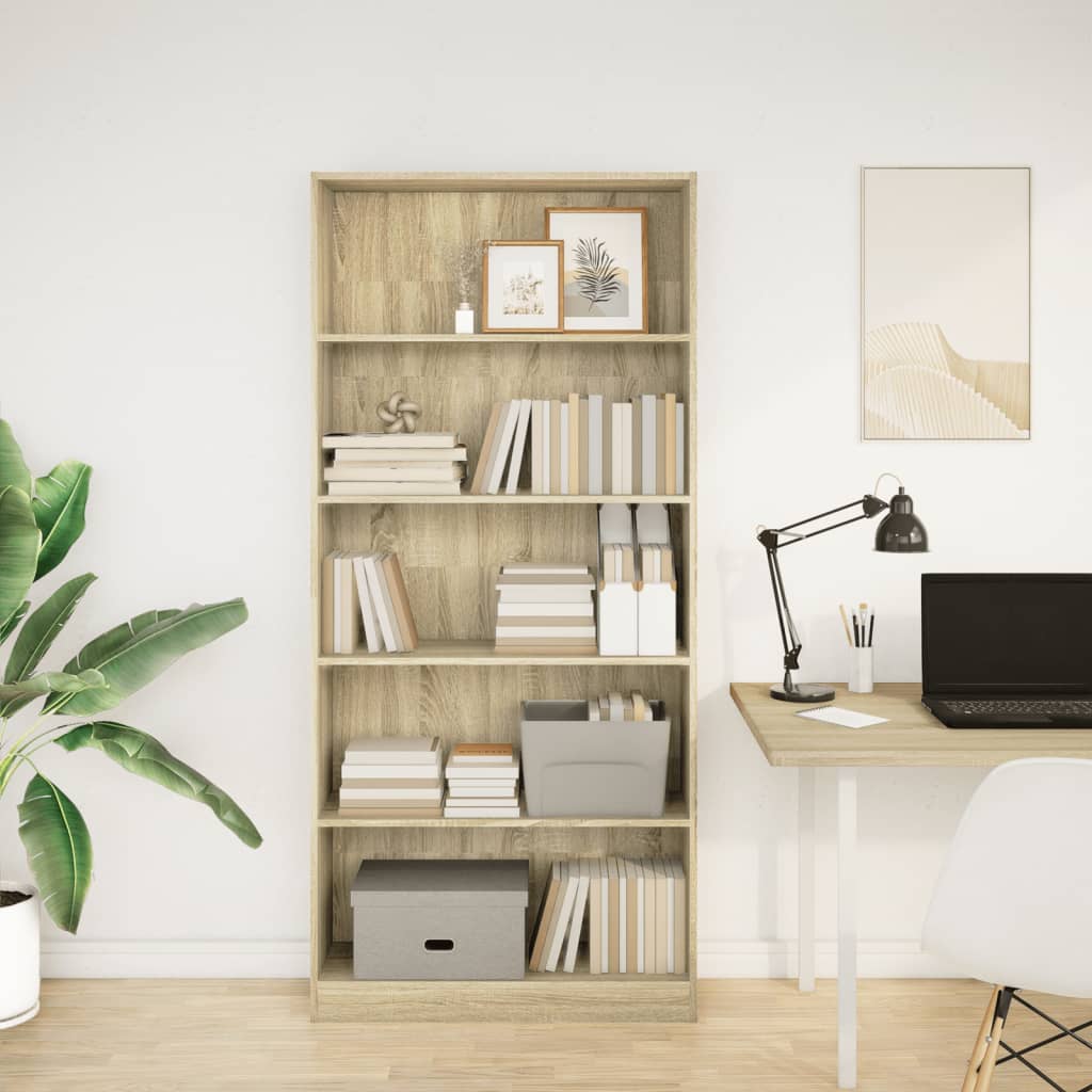 Boekenkast Sonoma Eiken 80x24x176 cm Bewerkt Hout is nu te koop bij PeponiXL, paradijselijk wonen!
