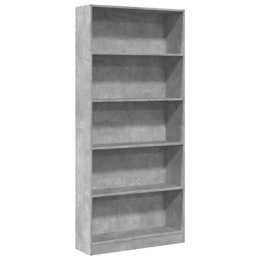 Boekenkast 80x24x176 cm bewerkt hout betongrijs is nu te koop bij PeponiXL, paradijselijk wonen!