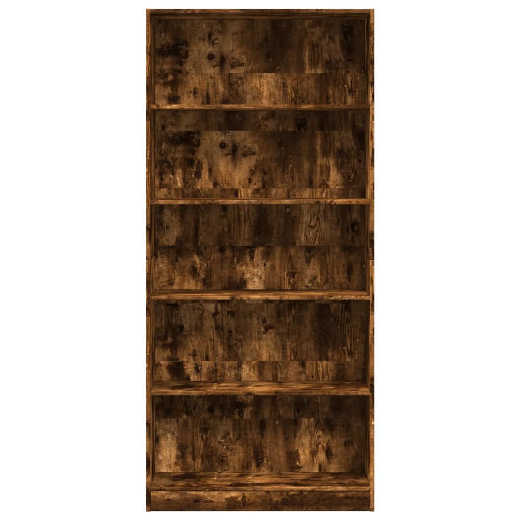 Boekenkast 80x24x176 cm bewerkt hout gerookt eikenkleurig is nu te koop bij PeponiXL, paradijselijk wonen!