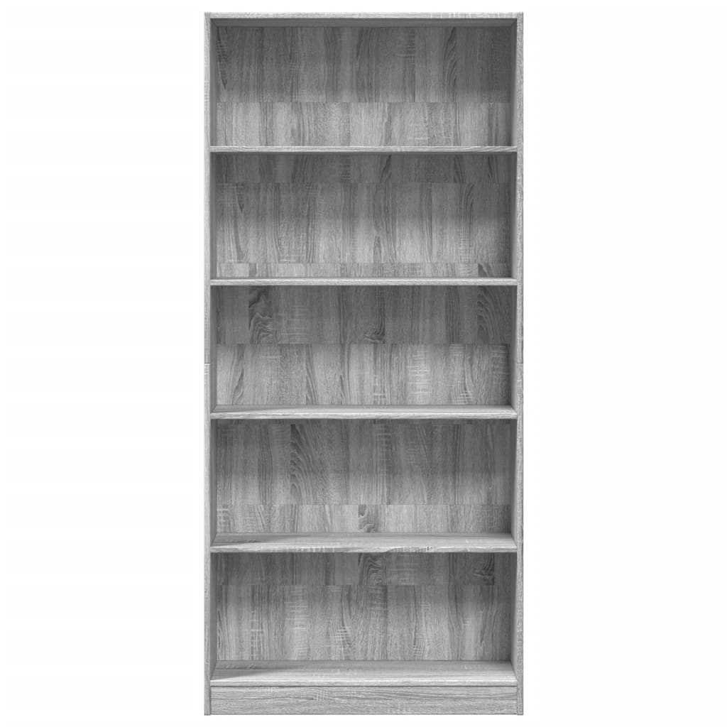 Boekenkast 80x24x176 cm bewerkt hout grijs sonoma eikenkleurig is nu te koop bij PeponiXL, paradijselijk wonen!