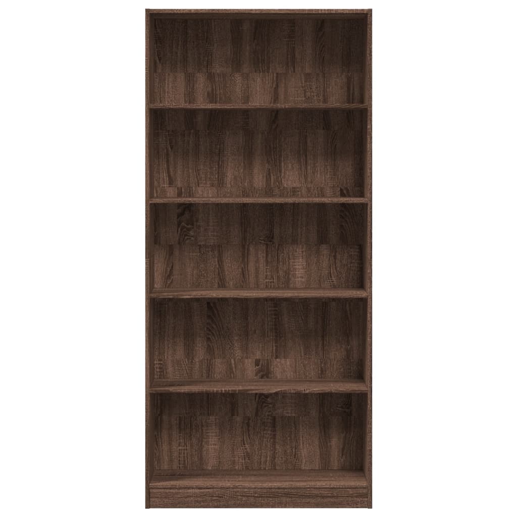 Boekenkast 80x24x176 cm bewerkt hout bruin eikenkleurig is nu te koop bij PeponiXL, paradijselijk wonen!