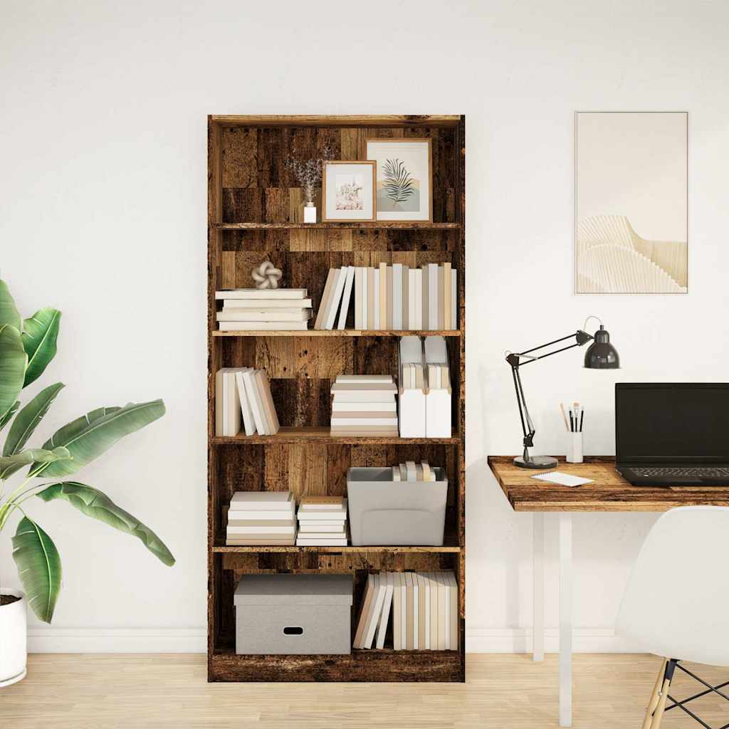 Boekenkast 80x24x176 cm bewerkt hout oud houtkleurig is nu te koop bij PeponiXL, paradijselijk wonen!