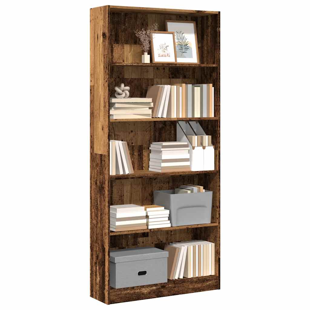 Boekenkast 80x24x176 cm bewerkt hout oud houtkleurig is nu te koop bij PeponiXL, paradijselijk wonen!