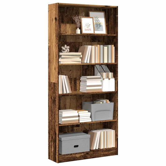 Boekenkast 80x24x176 cm bewerkt hout oud houtkleurig is nu te koop bij PeponiXL, paradijselijk wonen!