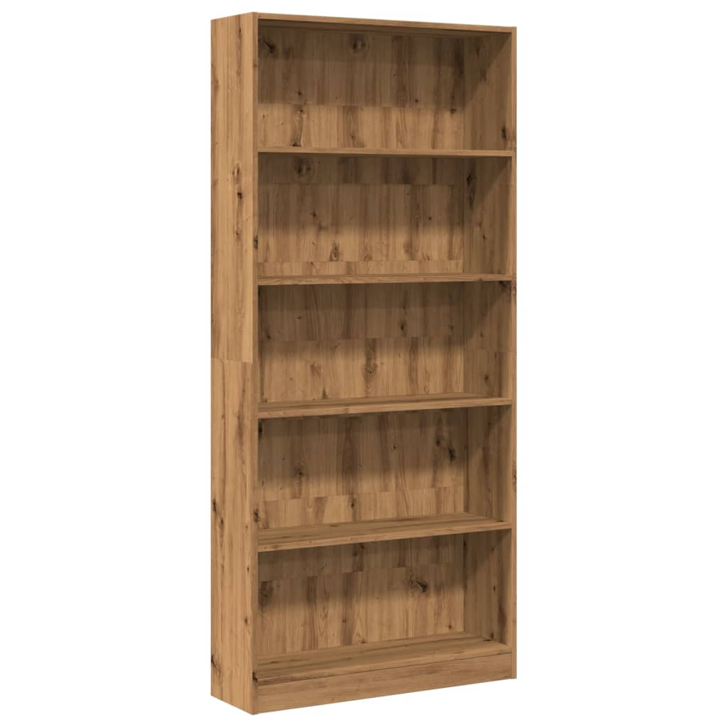 Boekenkast 80x24x176 cm bewerkt hout artisanaal eikenkleurig is nu te koop bij PeponiXL, paradijselijk wonen!