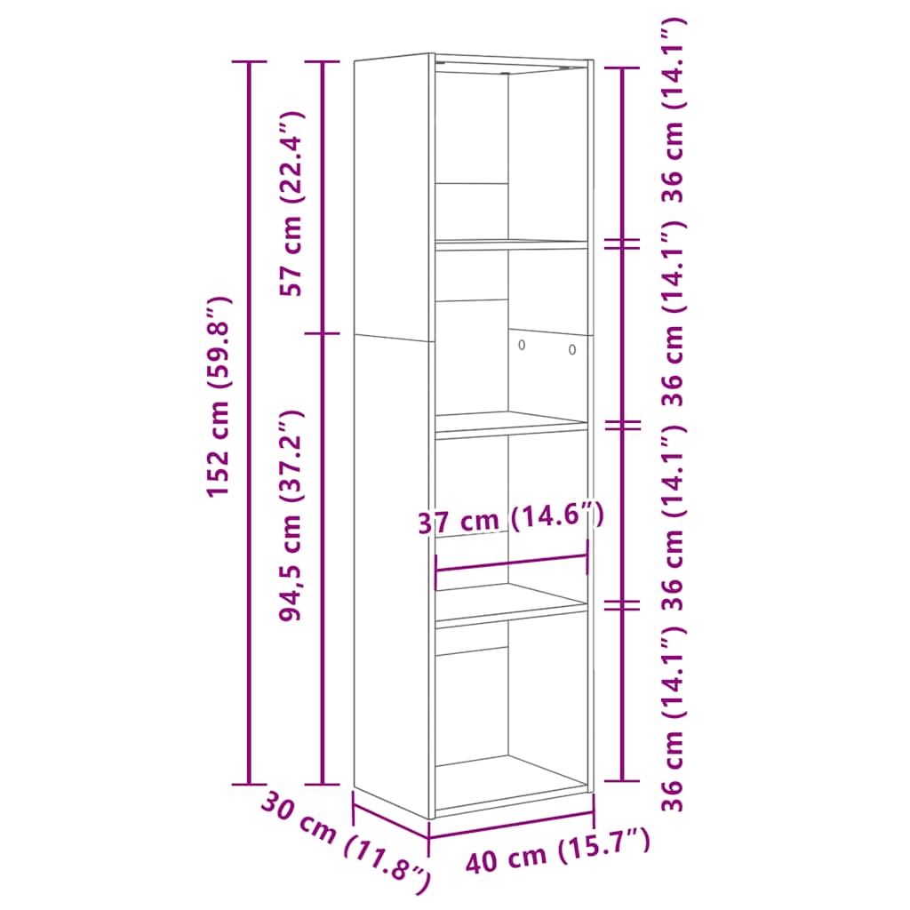 Boekenkast 40x30x152 cm bewerkt hout wit is nu te koop bij PeponiXL, paradijselijk wonen!