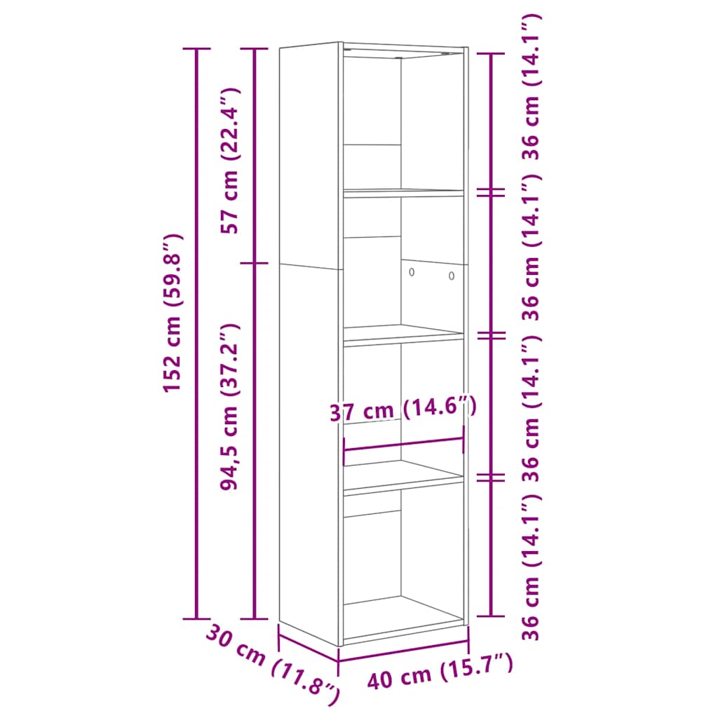 Boekenkast 40x30x152 cm bewerkt hout betongrijs is nu te koop bij PeponiXL, paradijselijk wonen!