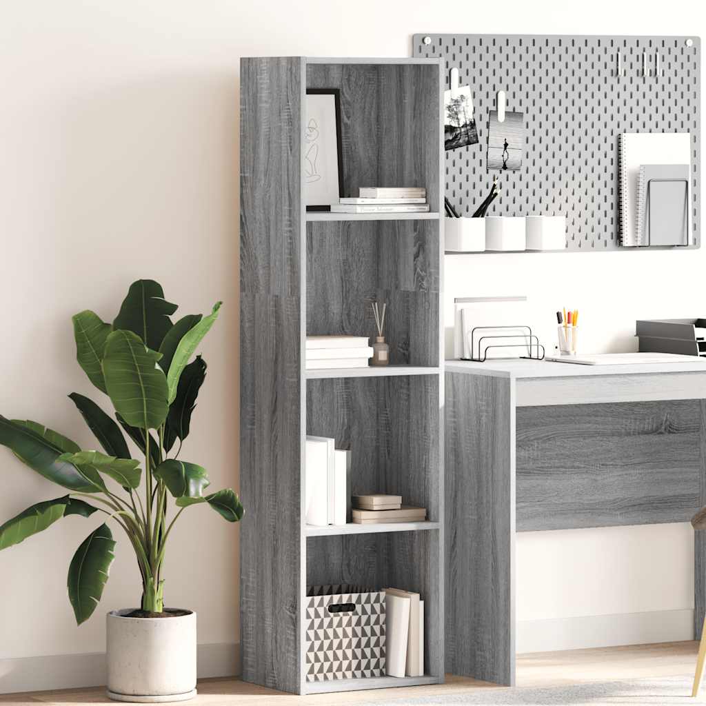 Boekenkast 40x30x152 cm bewerkt hout grijs sonoma eikenkleurig is nu te koop bij PeponiXL, paradijselijk wonen!