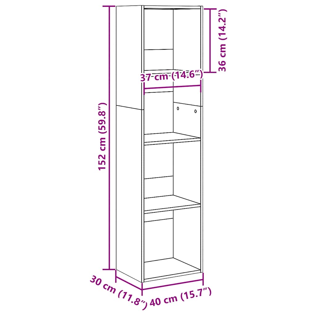 Boekenkast 40x30x152 cm bewerkt hout oud houtkleurig is nu te koop bij PeponiXL, paradijselijk wonen!