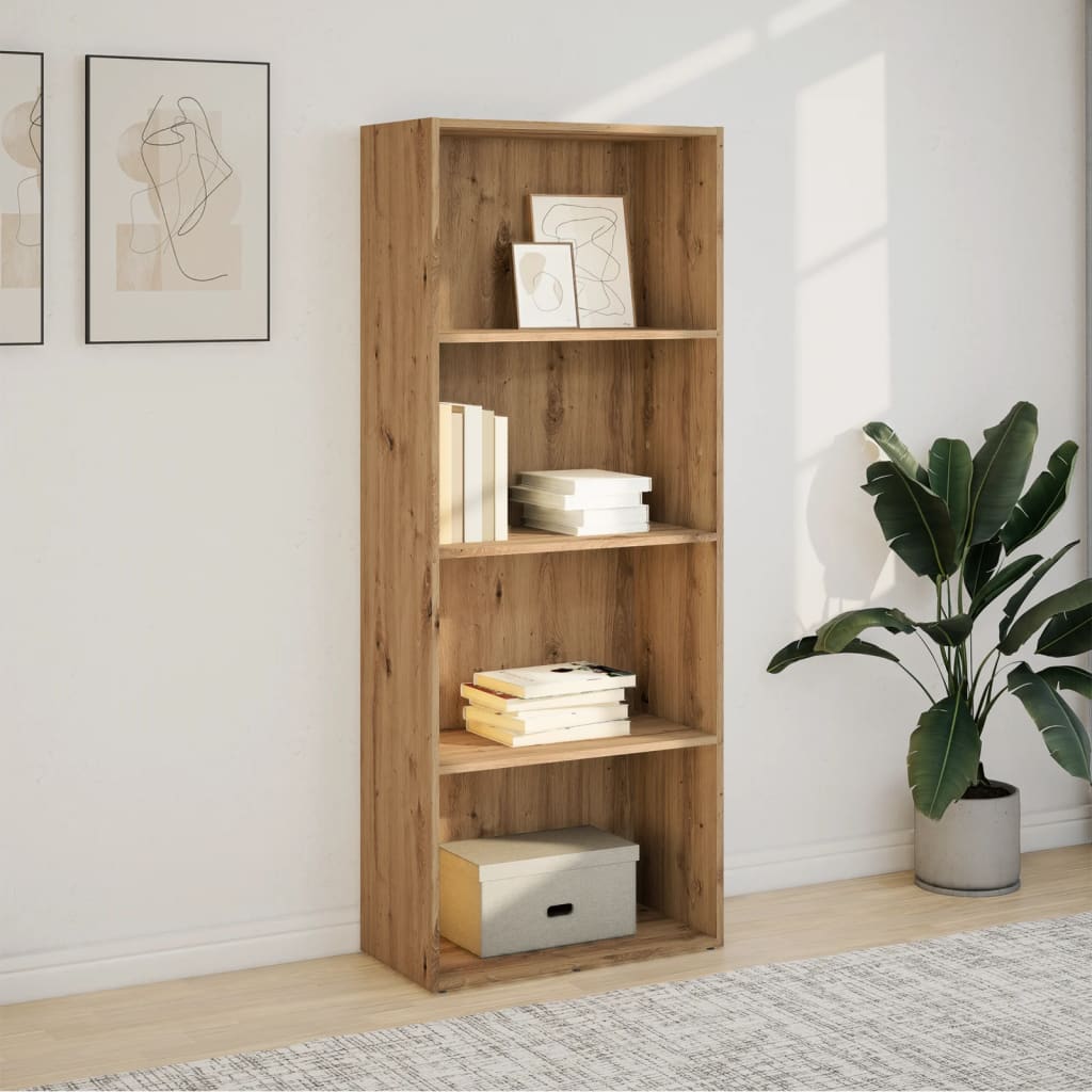 Boekenkast 60x30x152 cm bewerkt hout artisanaal eikenkleurig is nu te koop bij PeponiXL, paradijselijk wonen!