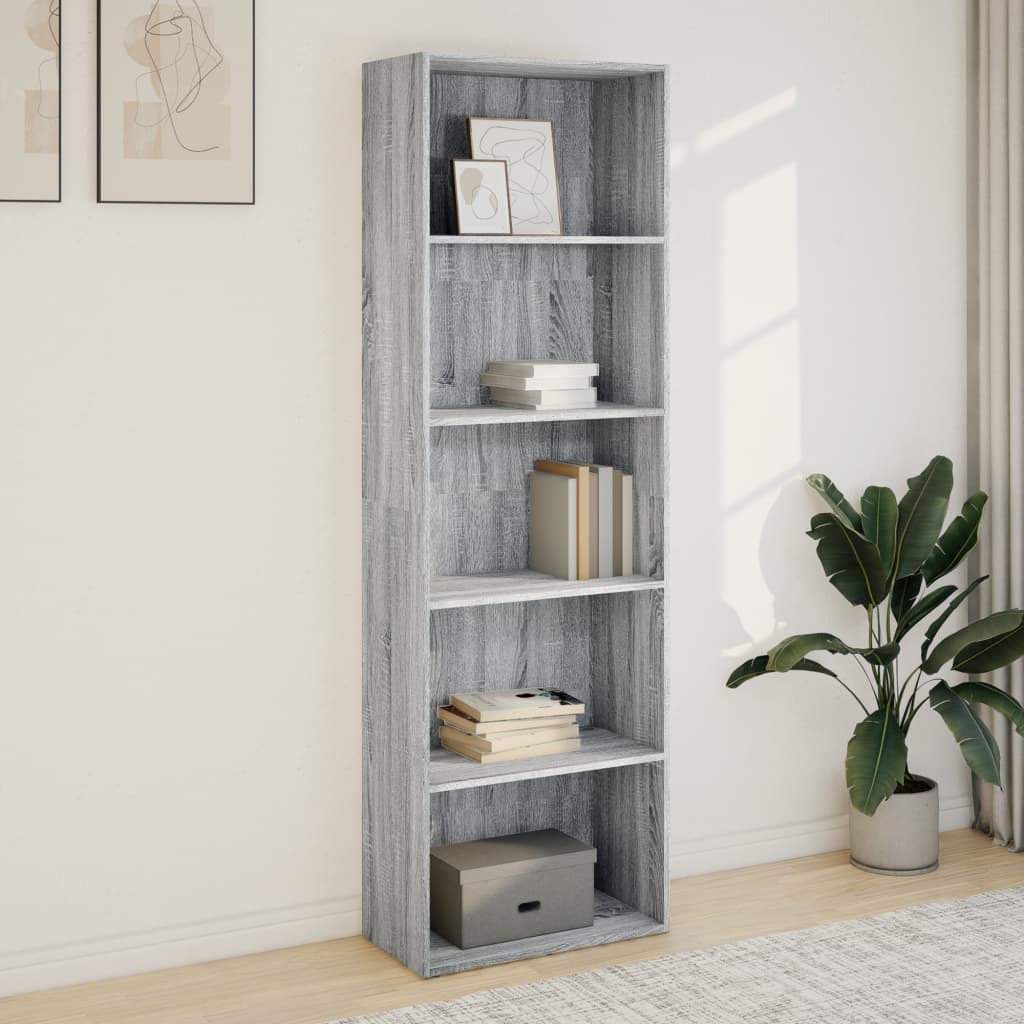 Boekenkast 60x30x189 cm bewerkt hout grijs sonoma eikenkleurig is nu te koop bij PeponiXL, paradijselijk wonen!
