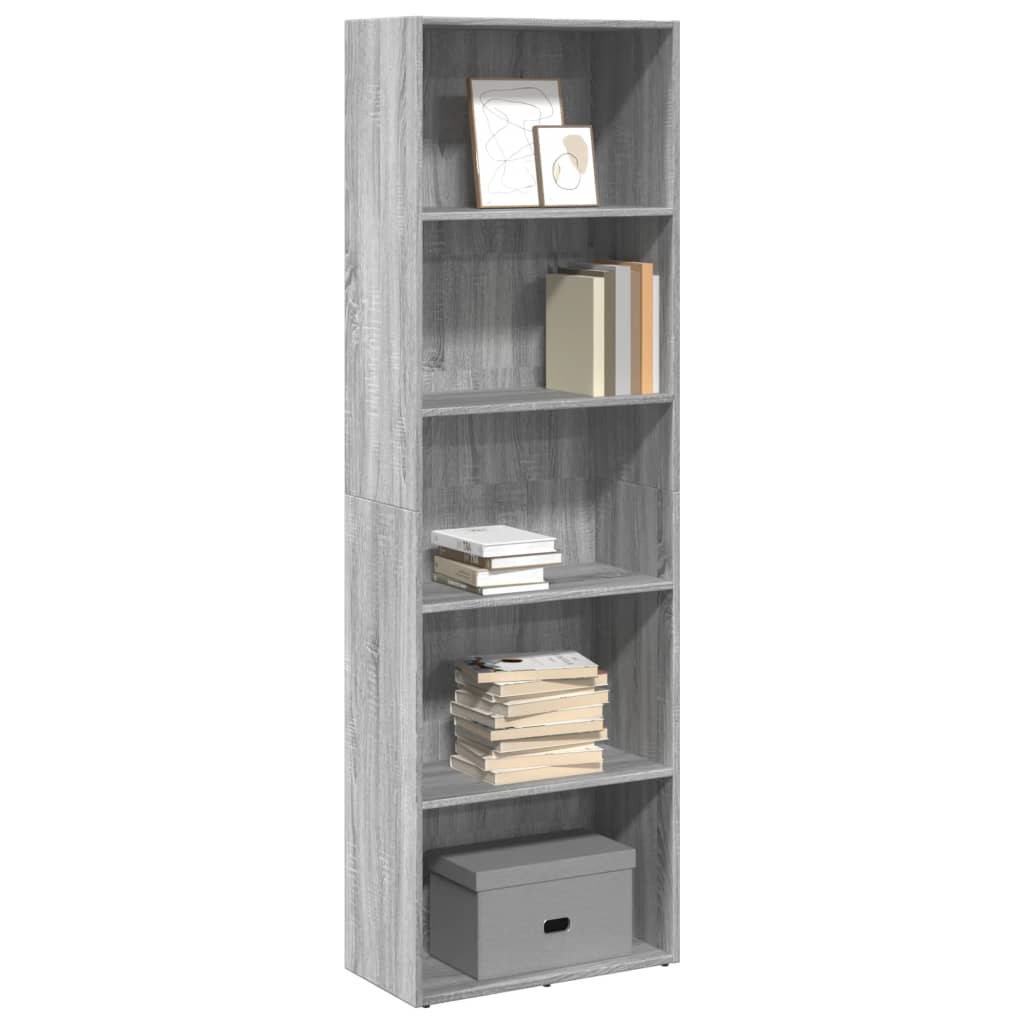 Boekenkast 60x30x189 cm bewerkt hout grijs sonoma eikenkleurig is nu te koop bij PeponiXL, paradijselijk wonen!