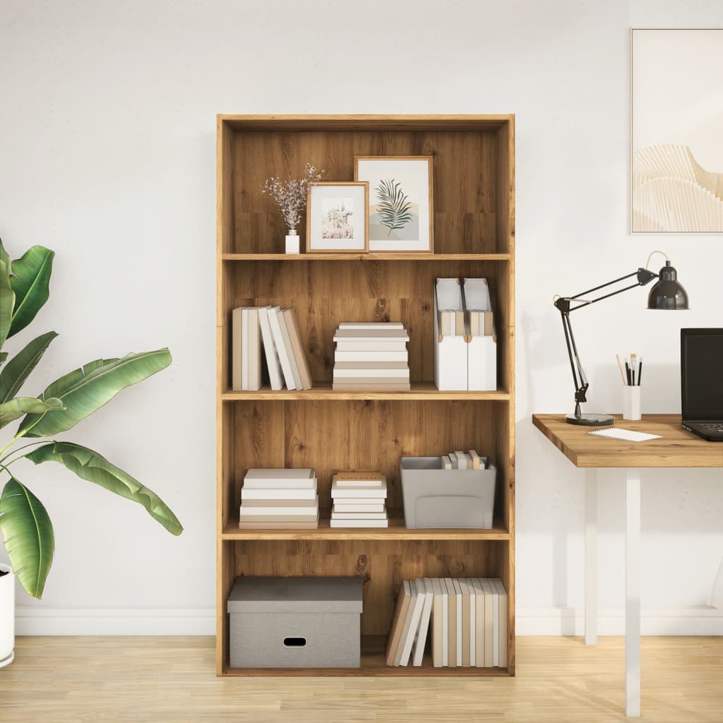 Boekenkast 80x30x152 cm bewerkt hout artisanaal eikenkleurig is nu te koop bij PeponiXL, paradijselijk wonen!