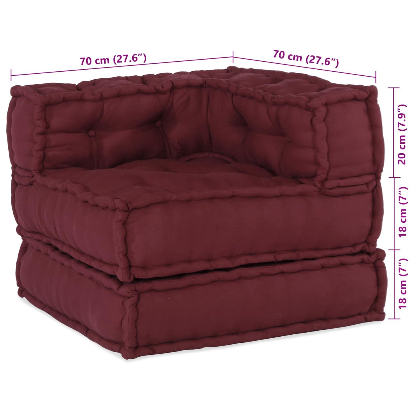 Modulair Sofabet 2 pcs Bordeaux 140 x 70 x 56 cm Stof