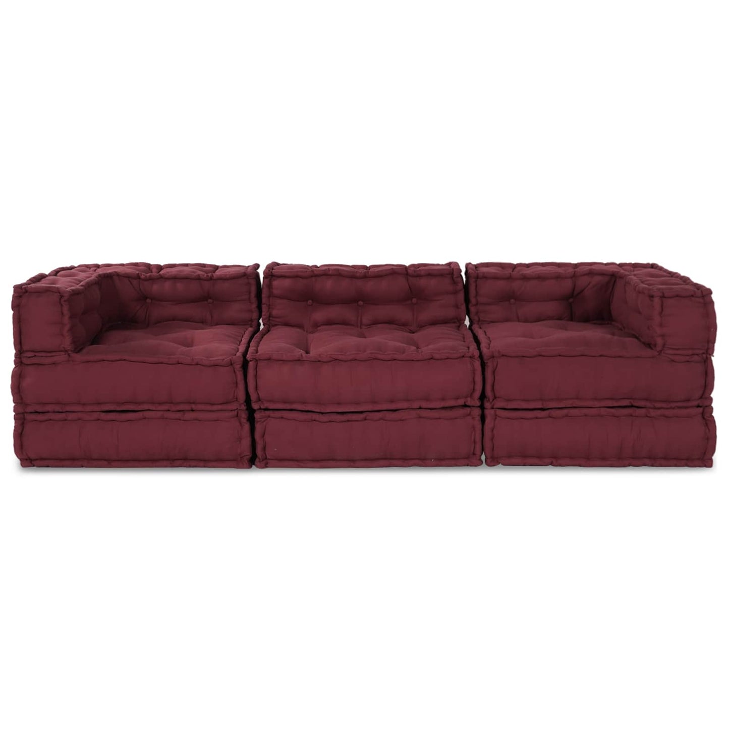 Modulair Sofabet 3 pcs Bordeaux Stof