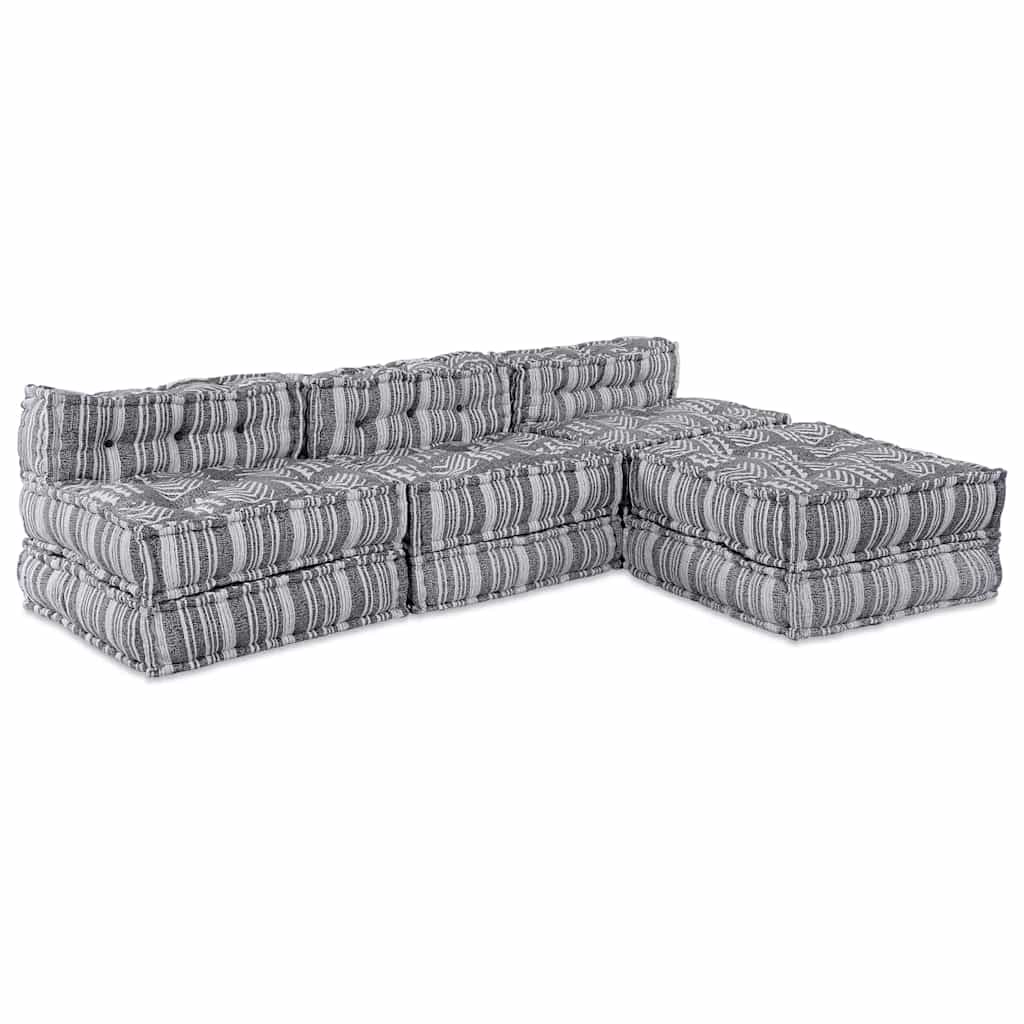 Modulair Sofabet 4 pcs Grijze Print Stof