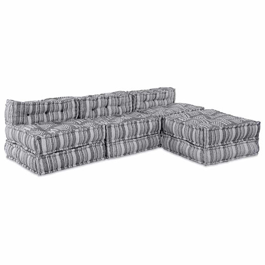 Modulair Sofabet 4 pcs Grijze Print Stof is nu te koop bij PeponiXL, paradijselijk wonen!