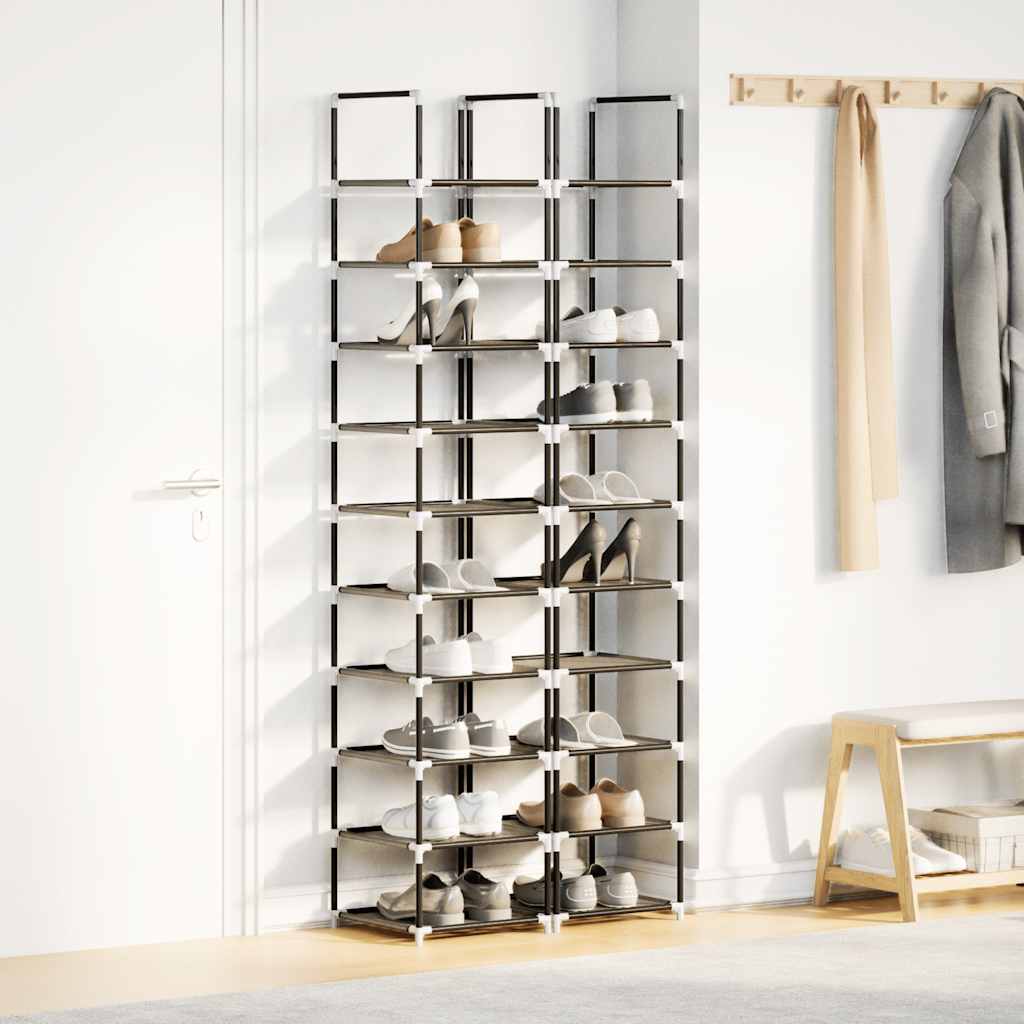 Schoenenrekken 2 st 33x33x174 cm vliesvrij 10-laags zwart is nu te koop bij PeponiXL, paradijselijk wonen!