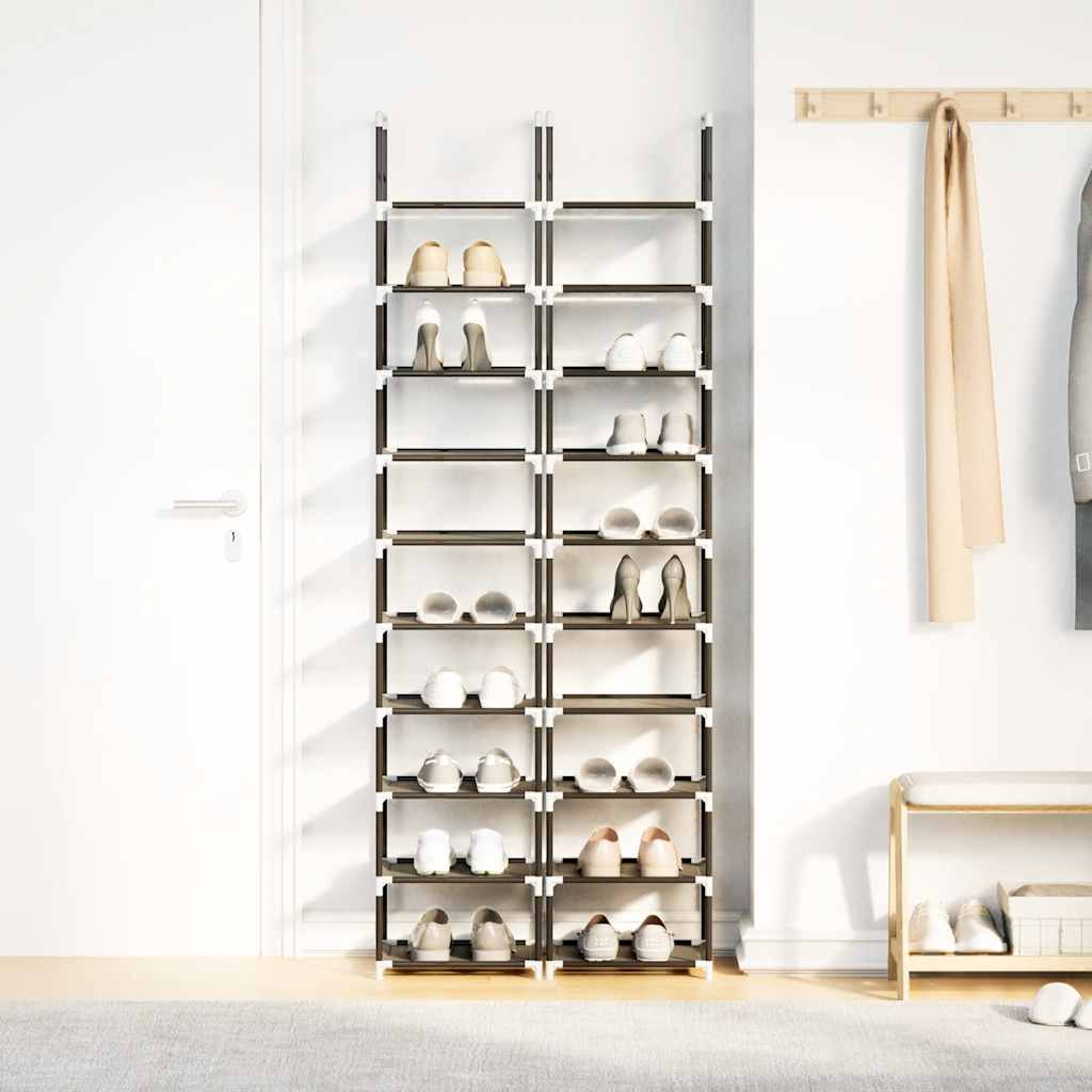 Schoenenrekken 2 st 33x33x174 cm vliesvrij 10-laags zwart is nu te koop bij PeponiXL, paradijselijk wonen!