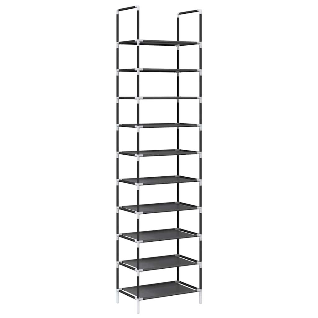 Schoenenrek 10-laags 44x28x180 cm nonwoven stof zwart is nu te koop bij PeponiXL, paradijselijk wonen!