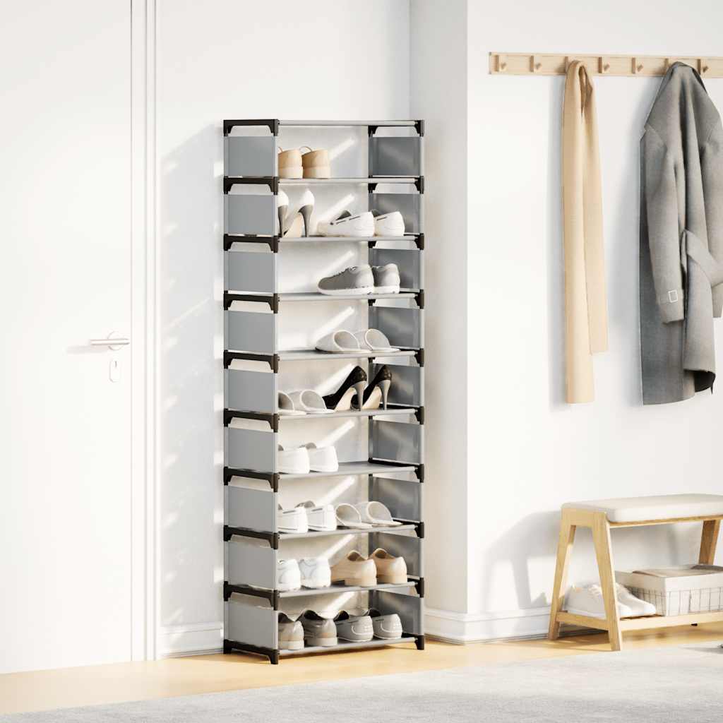 Schoenenrek 10-laags 54x28x158 cm nonwoven stof grijs is nu te koop bij PeponiXL, paradijselijk wonen!