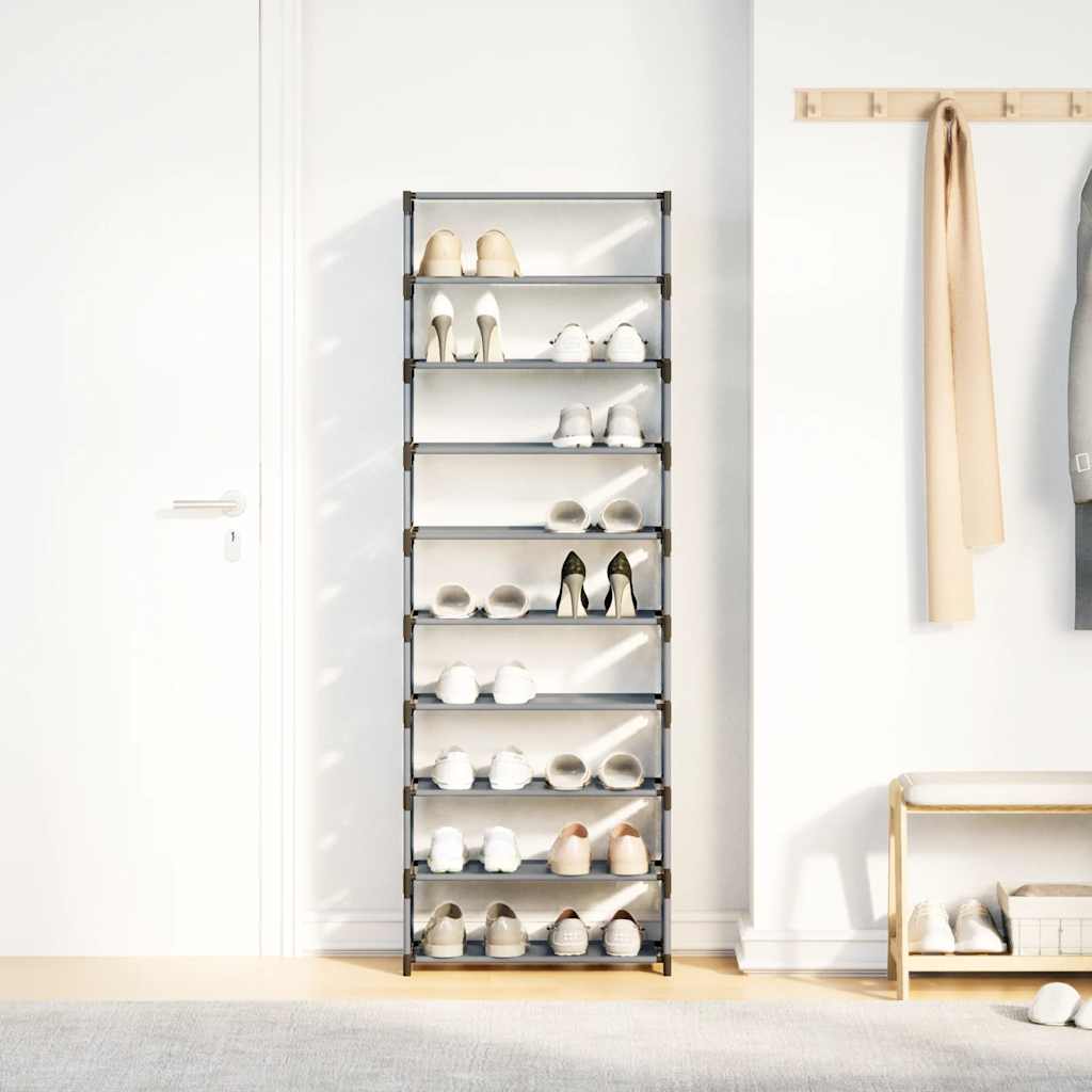 Schoenenrek 10-laags 54x28x158 cm nonwoven stof grijs is nu te koop bij PeponiXL, paradijselijk wonen!