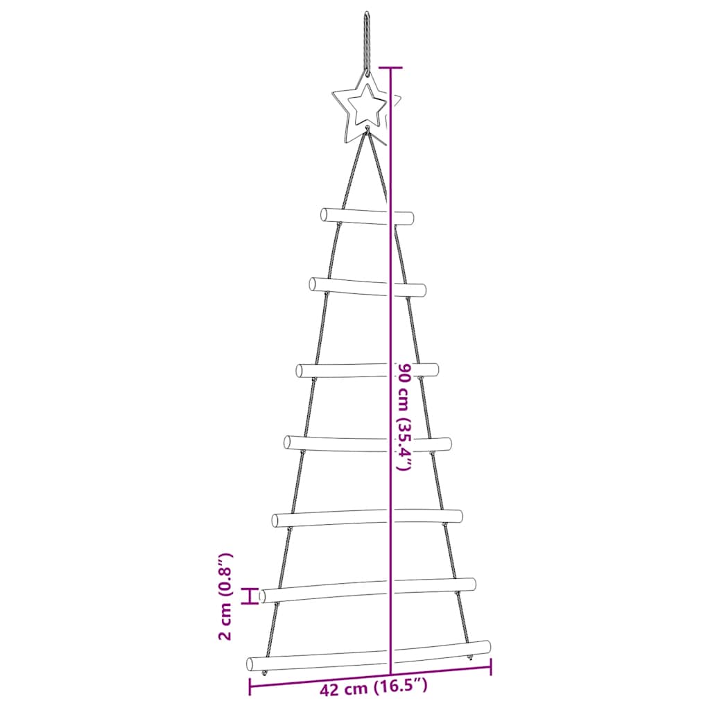Hangende kerstbomen met topsterren 2 st 42x90 cm natuurlijke tak is nu te koop bij PeponiXL, paradijselijk wonen!