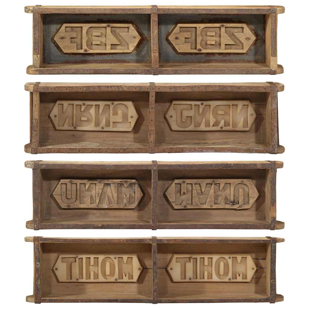 Dienblad 4 pcs Bruin 57 x 15 x 9 cm Massief Gerecycled Hout is nu te koop bij PeponiXL, paradijselijk wonen!