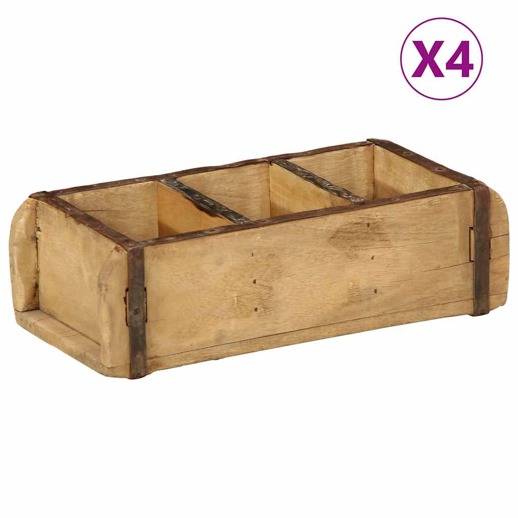 Dienblad 4 pcs Bruin 30 x 14 x 9 cm Massief Gerecycled Hout is nu te koop bij PeponiXL, paradijselijk wonen!