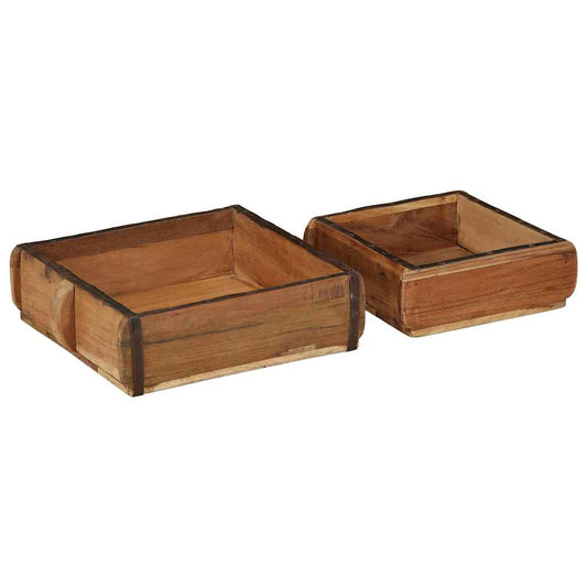 Dienblad 2 pcs Bruin 29 x 31 x 10 cm Massief Gerecycled Hout is nu te koop bij PeponiXL, paradijselijk wonen!