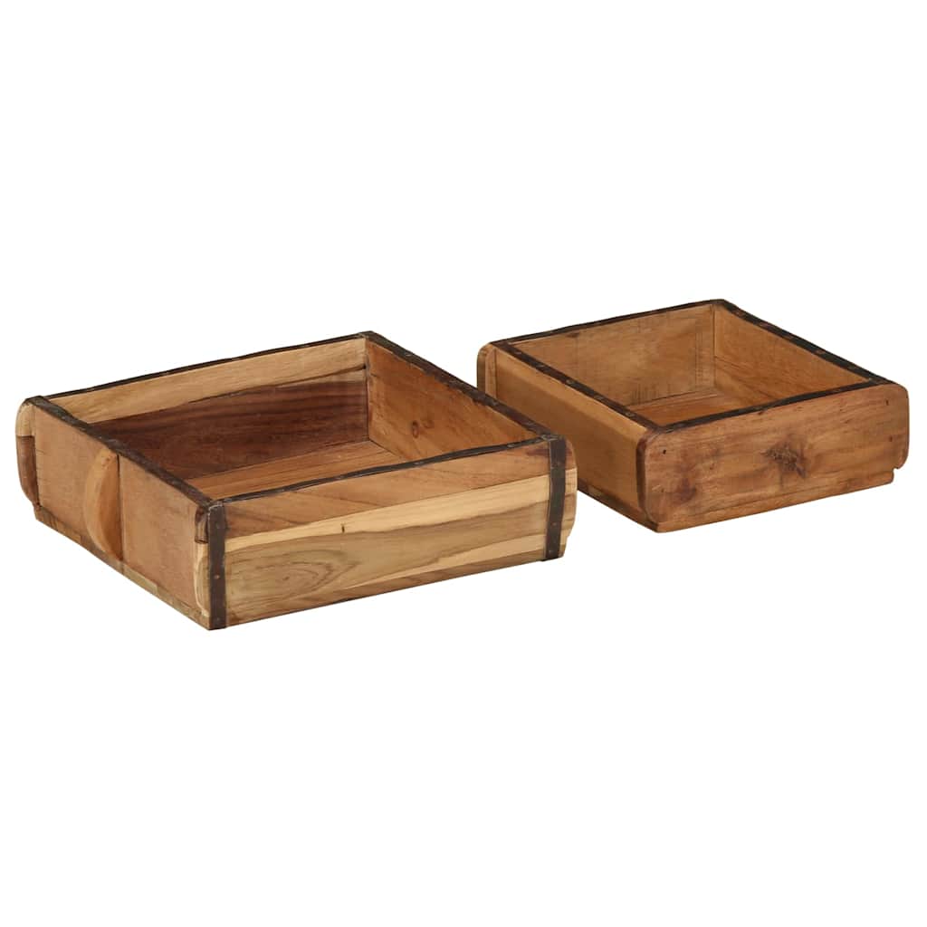 Dienblad 2 pcs Bruin 29 x 31 x 10 cm Massief Gerecycled Hout is nu te koop bij PeponiXL, paradijselijk wonen!