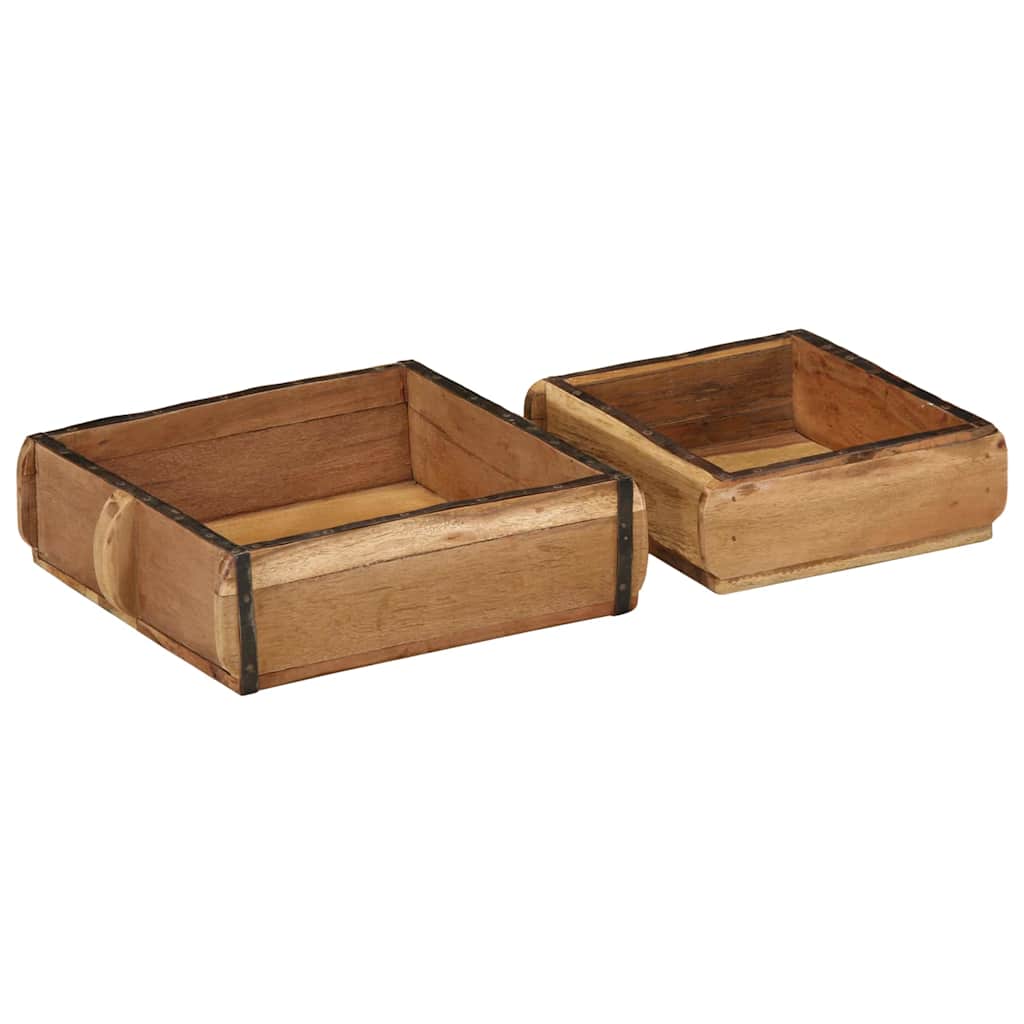 Dienblad 2 pcs Bruin 29 x 31 x 10 cm Massief Gerecycled Hout is nu te koop bij PeponiXL, paradijselijk wonen!