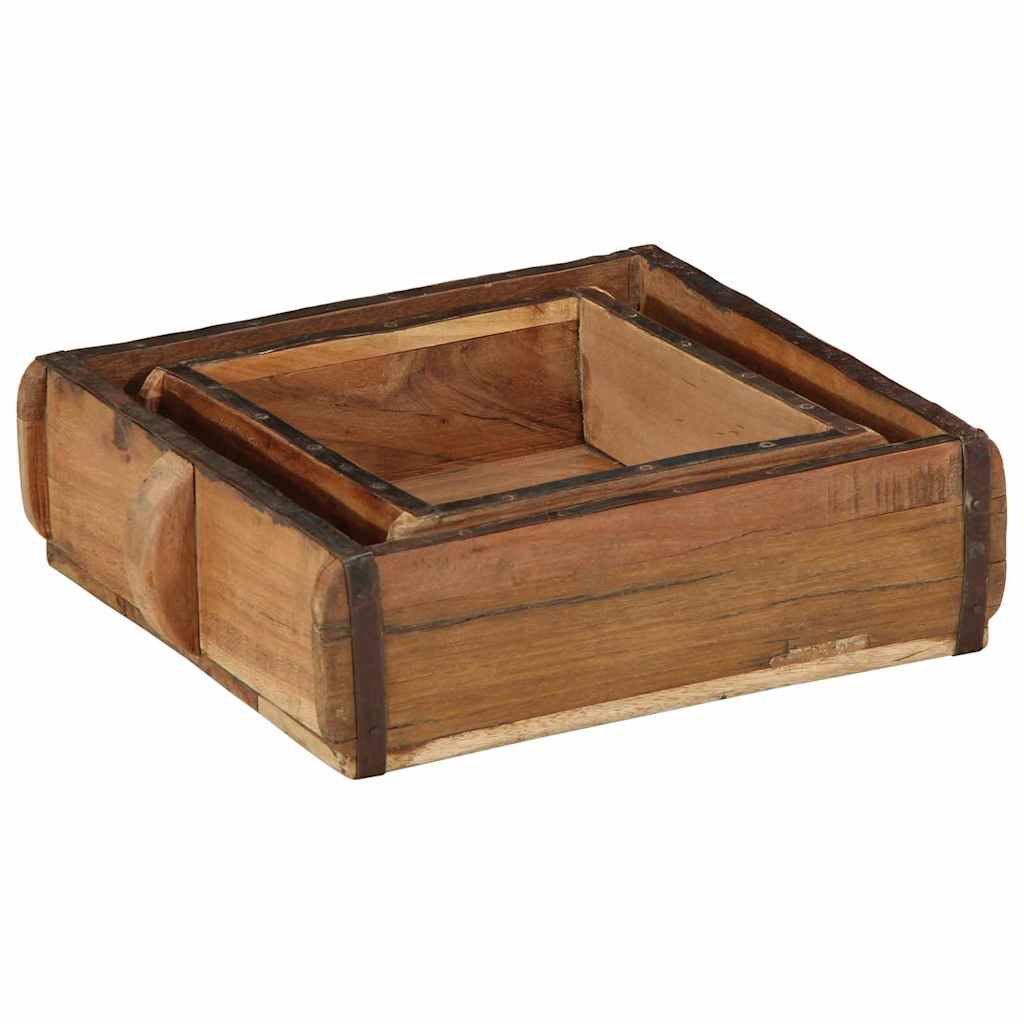 Dienblad 2 pcs Bruin 29 x 31 x 10 cm Massief Gerecycled Hout is nu te koop bij PeponiXL, paradijselijk wonen!