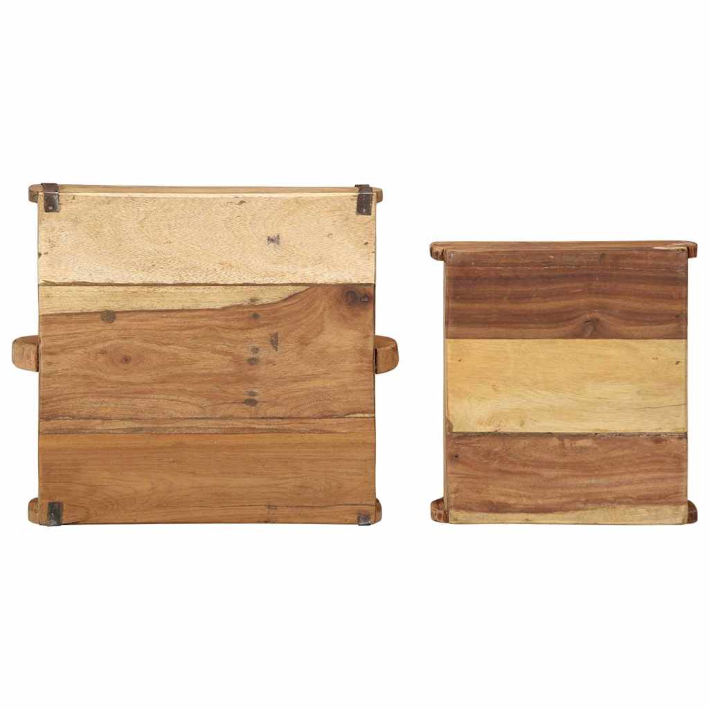 Dienblad 2 pcs Bruin 29 x 31 x 10 cm Massief Gerecycled Hout is nu te koop bij PeponiXL, paradijselijk wonen!