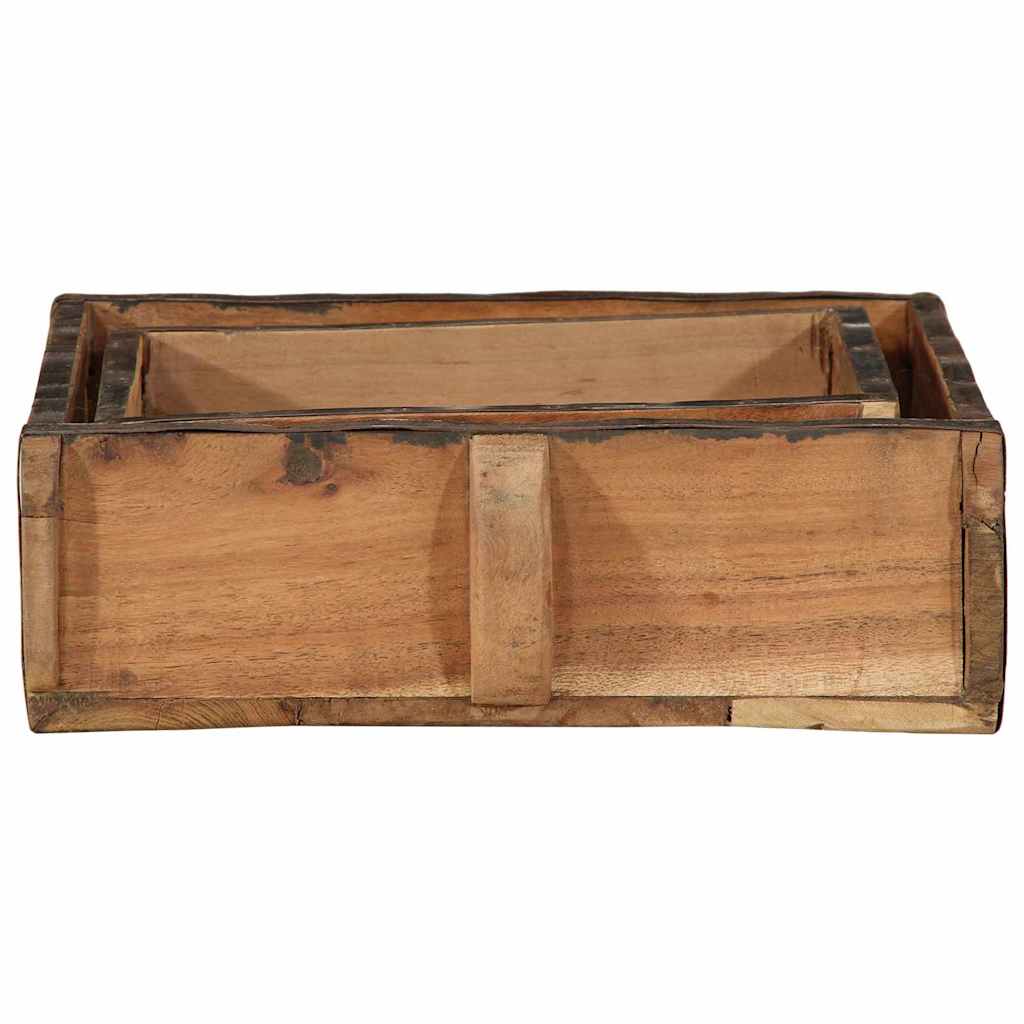 Dienblad 2 pcs Bruin 29 x 31 x 10 cm Massief Gerecycled Hout is nu te koop bij PeponiXL, paradijselijk wonen!